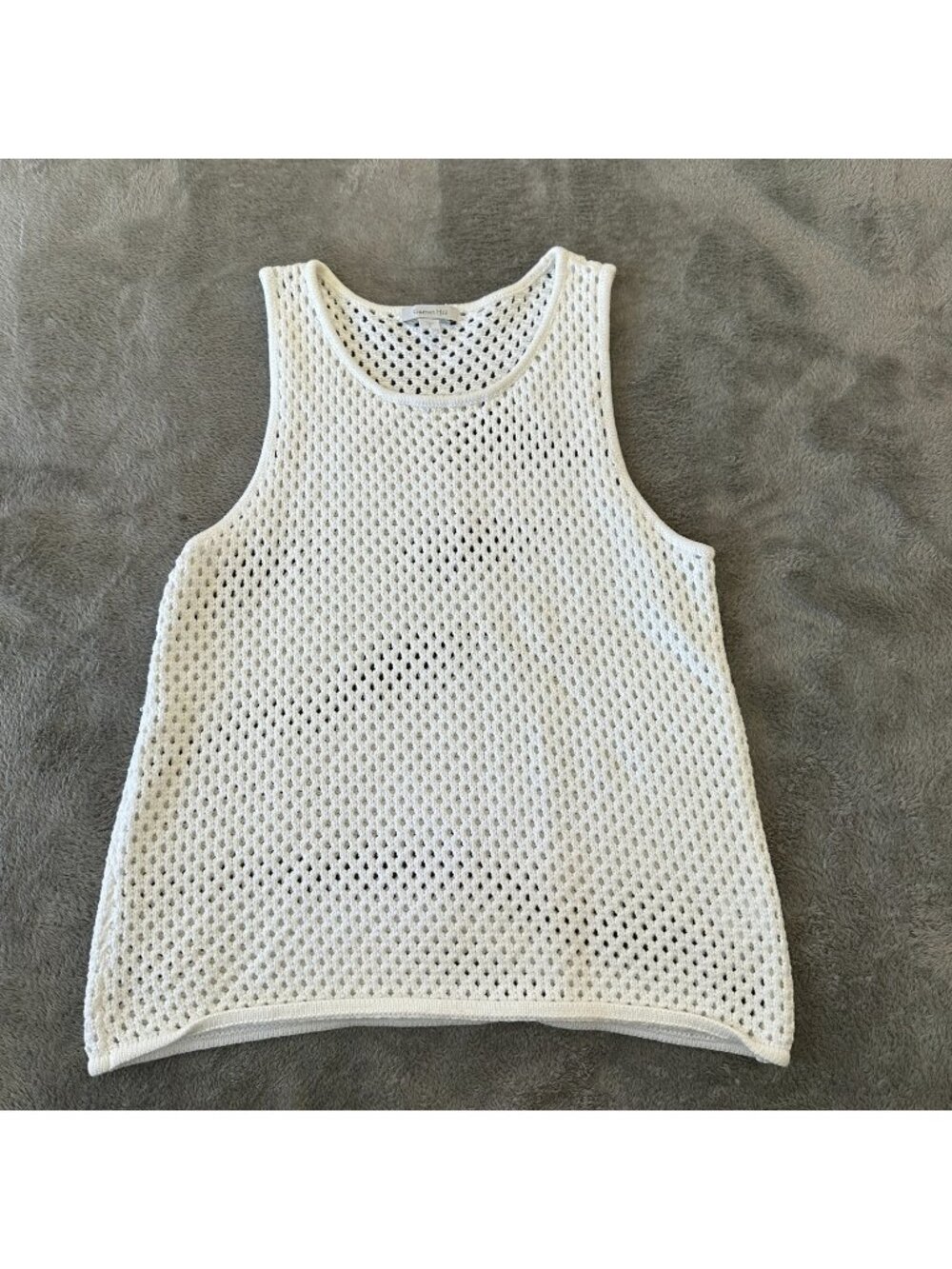 Garnet Hill 100% Cotton Open Knit Tank Top Sweater Blouse MEDIUM Cream